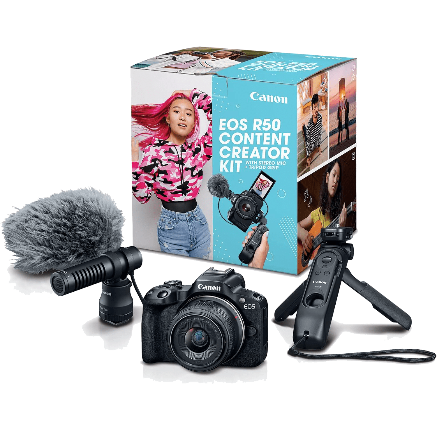 Canon EOS R50 Content Creator Kit, Mirrorless Vlogging Camera, 24.2 MP, 4K Video, DIGIC X Image Processor